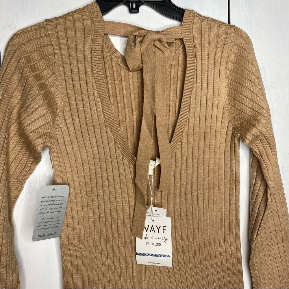 Wayf Dede and Emily Camel Bff Sweater Casual Midi  Dress Size S MSRP $370 - Picture 8 of 9